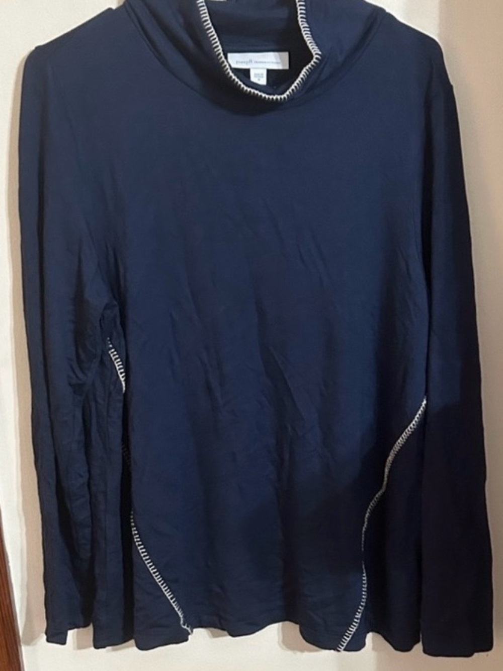 Pure Jill Tranquility Fleece Size Medium Navy Top with Contrast Stitching Soft